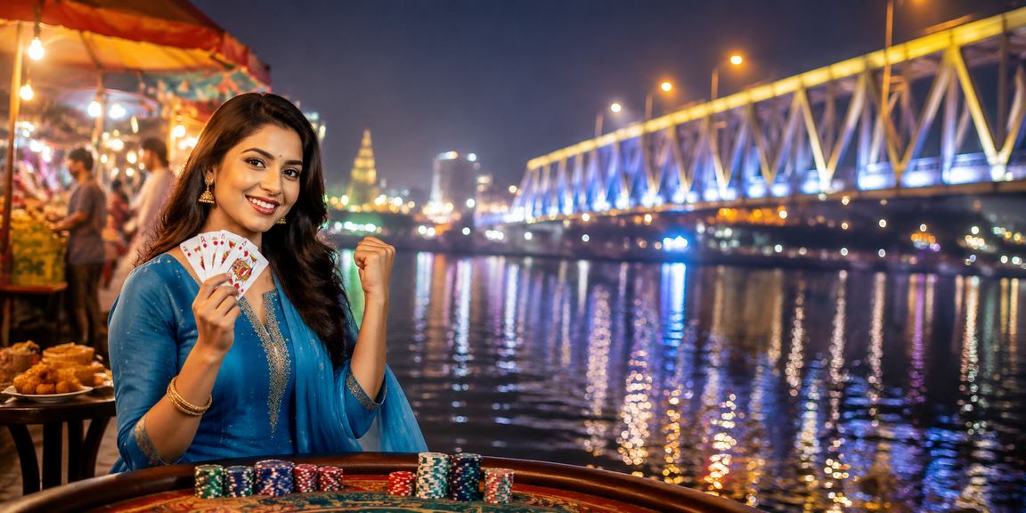 রাজশাহীতে সালোয়ার কামিজে পোকার গেম উপভোগরত একজন