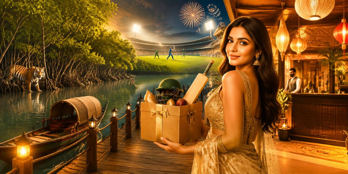 সুন্দরবনের রাতের বাজারে মোবাইলে গেম খেলছেন একজন
